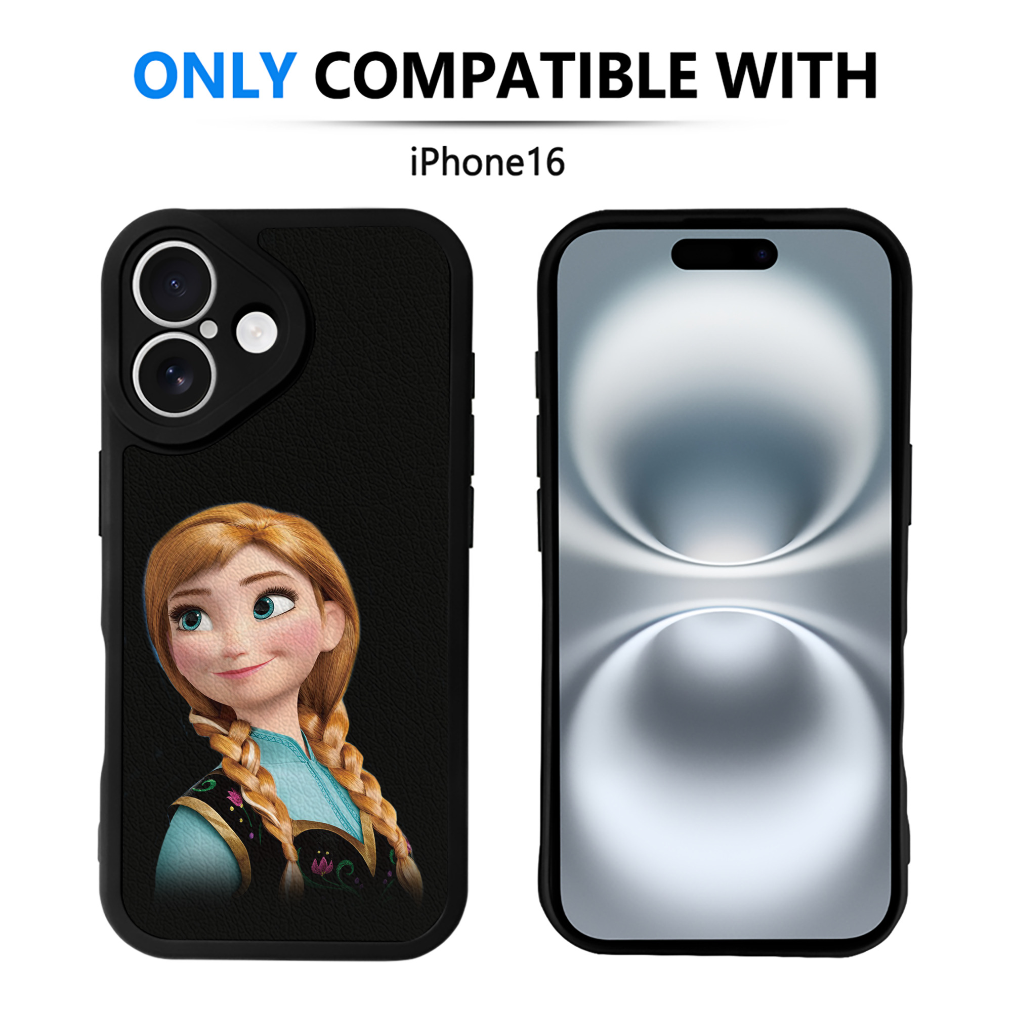 （画像用） アナと雪の女王 アンナ エルサ Frozen Anna Elsa 【iPhone 16シリーズ対応】シリコンスマホケース（レザー調） 材質：シリコン